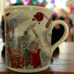 Russ Item Number 10154 rose cupid lace romance theme Valentines Coffee mug cup